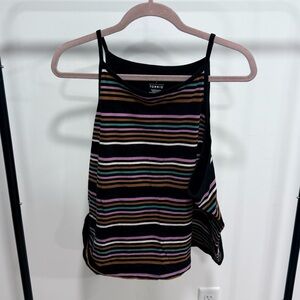 Torrid Black Multi-Stripe High neck crop tank